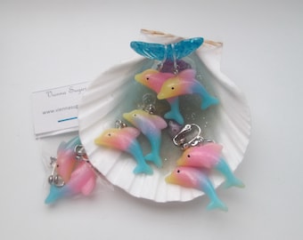 Pastel Dolphin Invisible Clip On Earrings Hinge Back or Metal Free Ear Wires Available