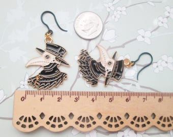 Plague Doctor Invisible Clip On Earrings or Hypoallergenic Metal Free Ear Wires for Sensitive Ears