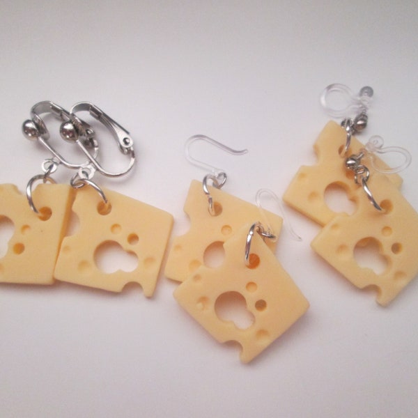 Swiss Cheese Slice Invisible Clip On Earrings Metal Free Ear wire for Sensitive Ears