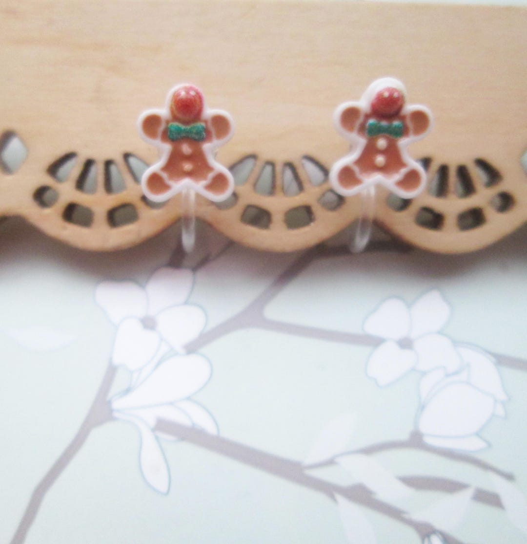 Gingerbread Invisible Gingerbread Cookie Invisible Clip on Studs - Etsy
