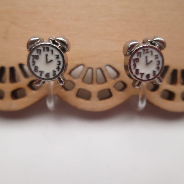 Alarm Clock Invisible Clip On Earrings No Pierce