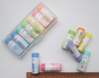 Colorful Mini Eraser Set of 7 Erasers In Clear Plastic Box