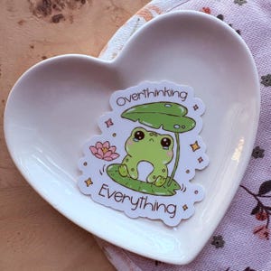 Overthinking frog waterproof vinyl sticker