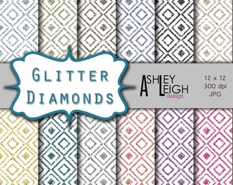 Diamond Glitter Digital Paper Pack , Glitter Digital Paper, Digital Scrapbook Paper, Printable Glitter Paper, Diamond Digital Commercial Use