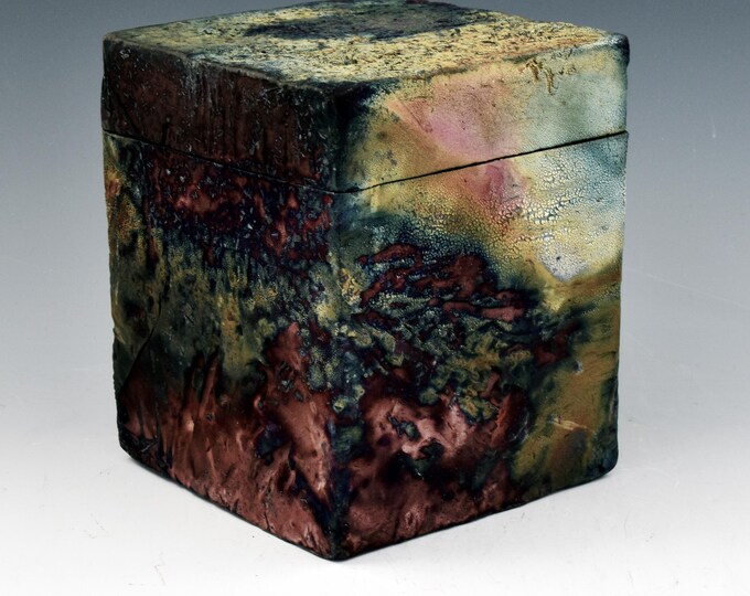 Hand Built Stoneware Raku 746 Box Urn Fired With a Copper Glaze. - Etsy