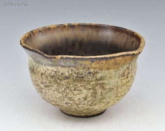 Handmade stoneware wood fired tea bowl cup vessel TB487