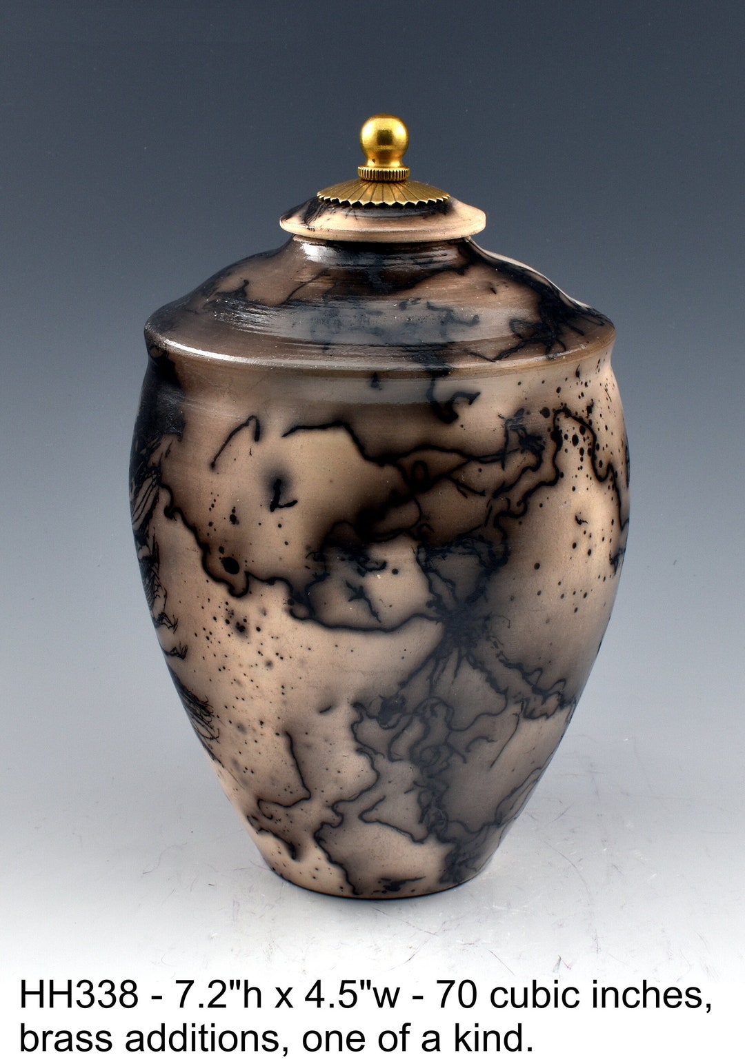 Handmade, Wheel Thrown Stoneware, Horse Hair Raku Fired With Brass ...