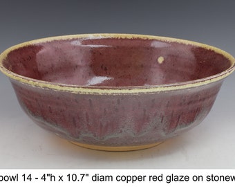 Copper Red stoneware bowl. wheel thrown, one of a kind. rb14