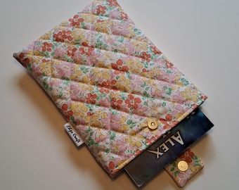 Floral Quilted Book Sleeve – Padded Cotton Book Cover