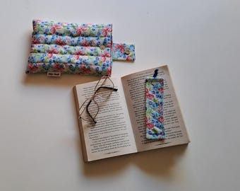 Quilted Book Sleeve with Bookmark - Cotton Cover