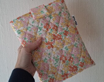 Floral Quilted Book Sleeve – Padded Cotton Book Cover