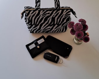 Zebra Mini Handbag ,  Padded Cosmetic pouch