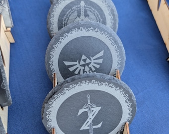 Engraved Slate Coasters TLOZ tears of the kingdom 4 inch rock slate