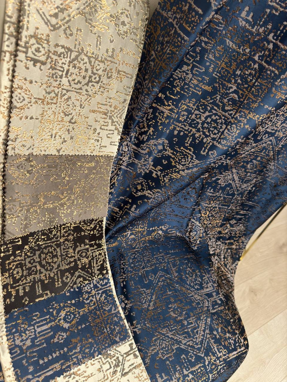 Luxury Navy Blue and Gold Curtains, Curtains for Living Room, Custom ...