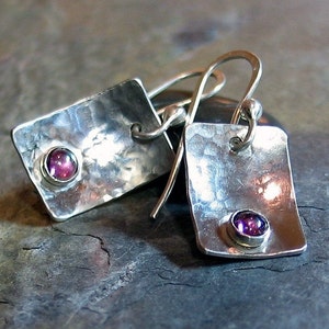 Rhodolite garnet pink garnet dangle earrings sterling silver -  Raspberry Ice