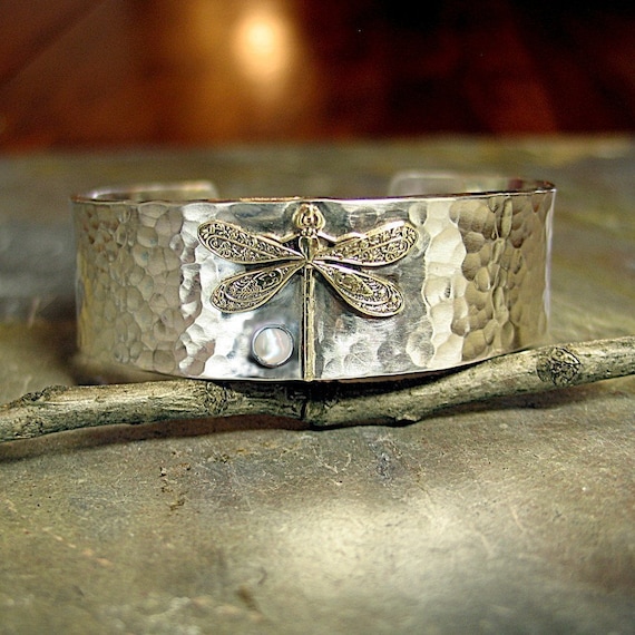 Buy Dragonfly Cuff Bracelet in Hammered Sterling Silver Enchanted