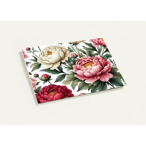 Cartões de felicitações de peônia (pacote com 10 com envelopes)