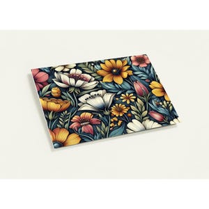 Cartes de voeux fleurs avec fond bleu (Paquet de 10 avec enveloppes)