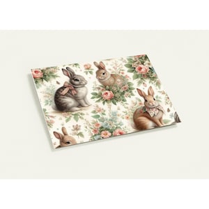 Cartões de felicitações de coelhos florais (pacote com 10 envelopes)