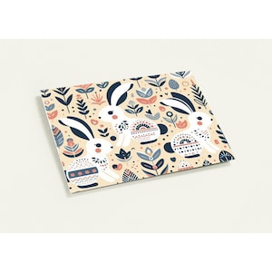 Cartões de felicitações de coelho de arte popular (pacote com 10 com envelopes)