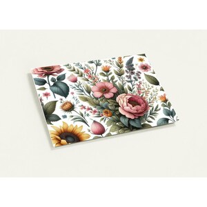Cartes de voeux fleuries (lot de 10 avec enveloppes)