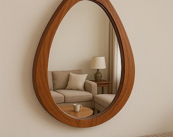 Wooden Framed Large Wall Mirror, Asymmetric Mirror, Irregular Mirror, Home Decoration Mirror, Makeup Mirror, Wall Mirror, Bathroom Mirror