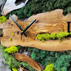 Olive Wood and Moss Wall Decor, Fine Design Wooden Wall Clock ...