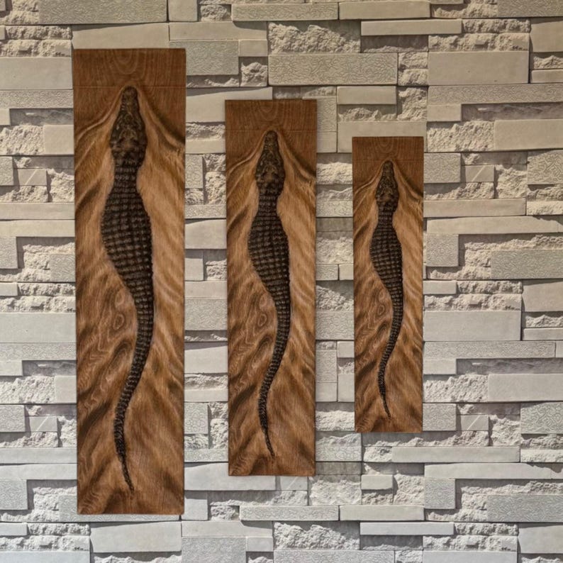 Wooden Carved Crocodile Sculpture, Unique Natural Wood Home Decor, Perfect for Living Room or Office
Large Size Crocodile Wood Sculpture, Wall Hanging Wooden Wall Art, Rustic Modern Home Decoration, Set of 3 Crocodile Wood Sculpture,3D Wall Decor