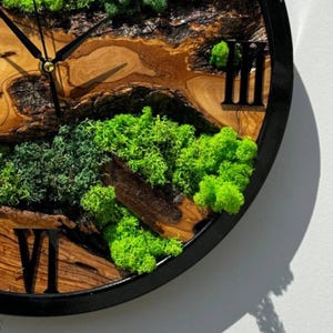 Naturel Moss Wood Wall Clock, Handcrafted Rustic Tree Slice Wall Clock ...