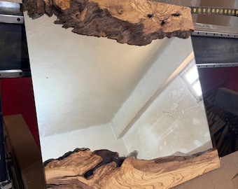 Large Wall Mirror, Vanity & Bathroom Mirror, Natural Design Wood Asymmetrical Mirror, Wooden Live Edge Mirror, Christmas Gift