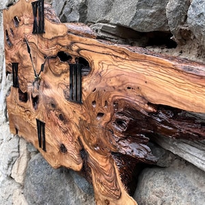 Tree Slice Art, Natural Oak Clock, Wooden Live Edge Wall Clock ...