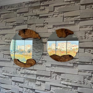small wall mirror, wood framed round mirror, vintage wall decor, aesthetic room decor, live edge wall art, bathroom mirror, wooden mirror, mirror, burl wood wall mirror, wall mirror wood, round wall mirror wood, wall mirror, , wood framed mirror