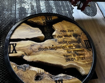 Customizable Fathers Day Gift, Personalized Text Wooden Wall Clock, Anniversary Gift for Couples, Unique Couple Gift, Engraved Wall Clock