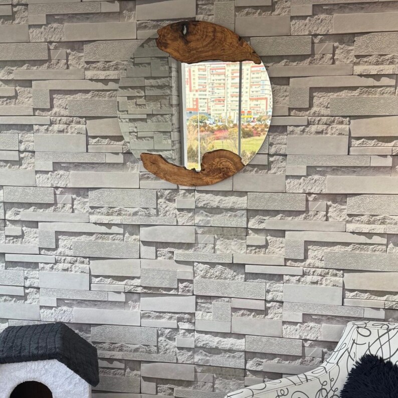 small wall mirror, wood framed round mirror, vintage wall decor, aesthetic room decor, live edge wall art, bathroom mirror, wooden mirror, mirror, burl wood wall mirror, wall mirror wood, round wall mirror wood, wall mirror, , wood framed mirror