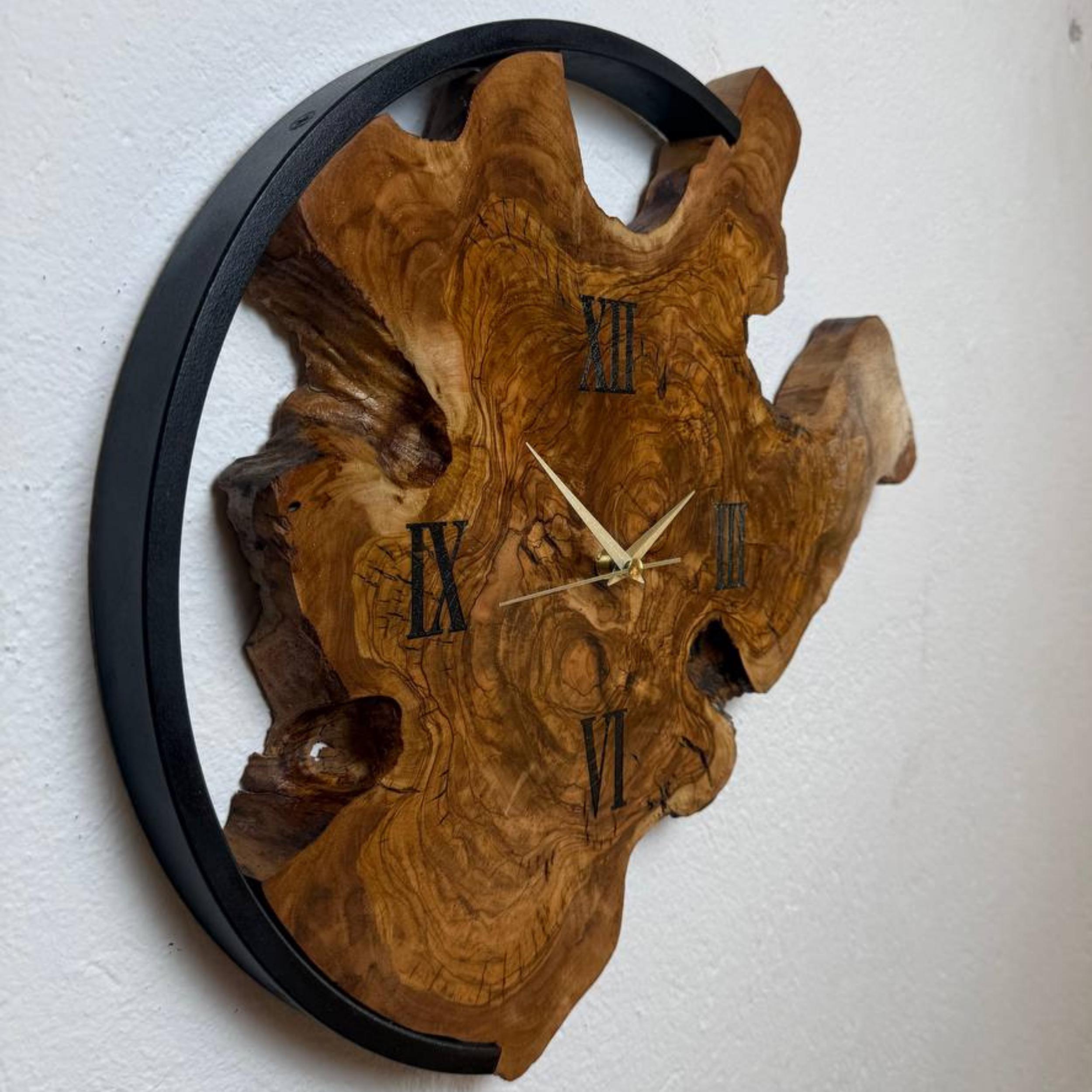 Real Live Edge Olive Wood Wall Clock With Unique Asymmetric Design ...