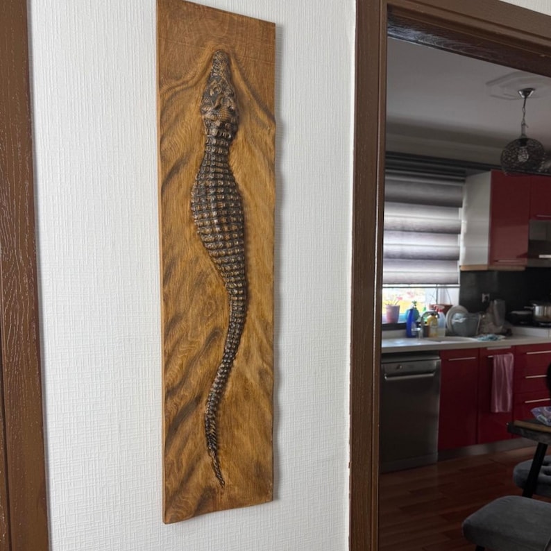 Wooden Carved Crocodile Sculpture, Unique Natural Wood Home Decor, Perfect for Living Room or Office
Large Size Crocodile Wood Sculpture, Wall Hanging Wooden Wall Art, Rustic Modern Home Decoration, Set of 3 Crocodile Wood Sculpture,3D Wall Decor