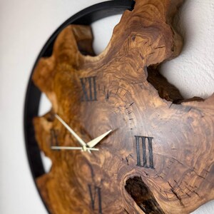 Real Live Edge Olive Wood Wall Clock With Unique Asymmetric Design ...