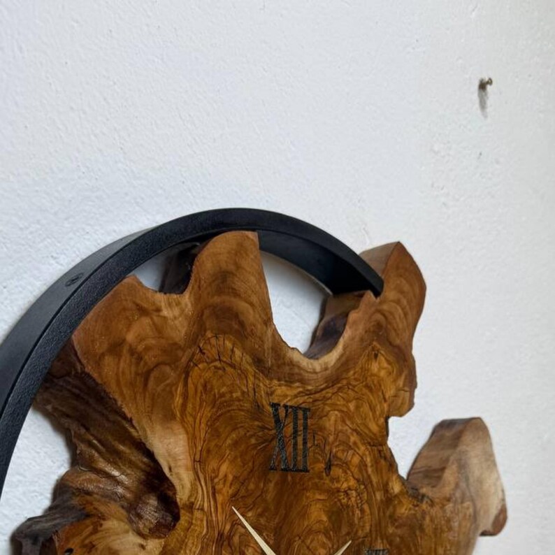 Real Live Edge Olive Wood Wall Clock With Unique Asymmetric Design ...
