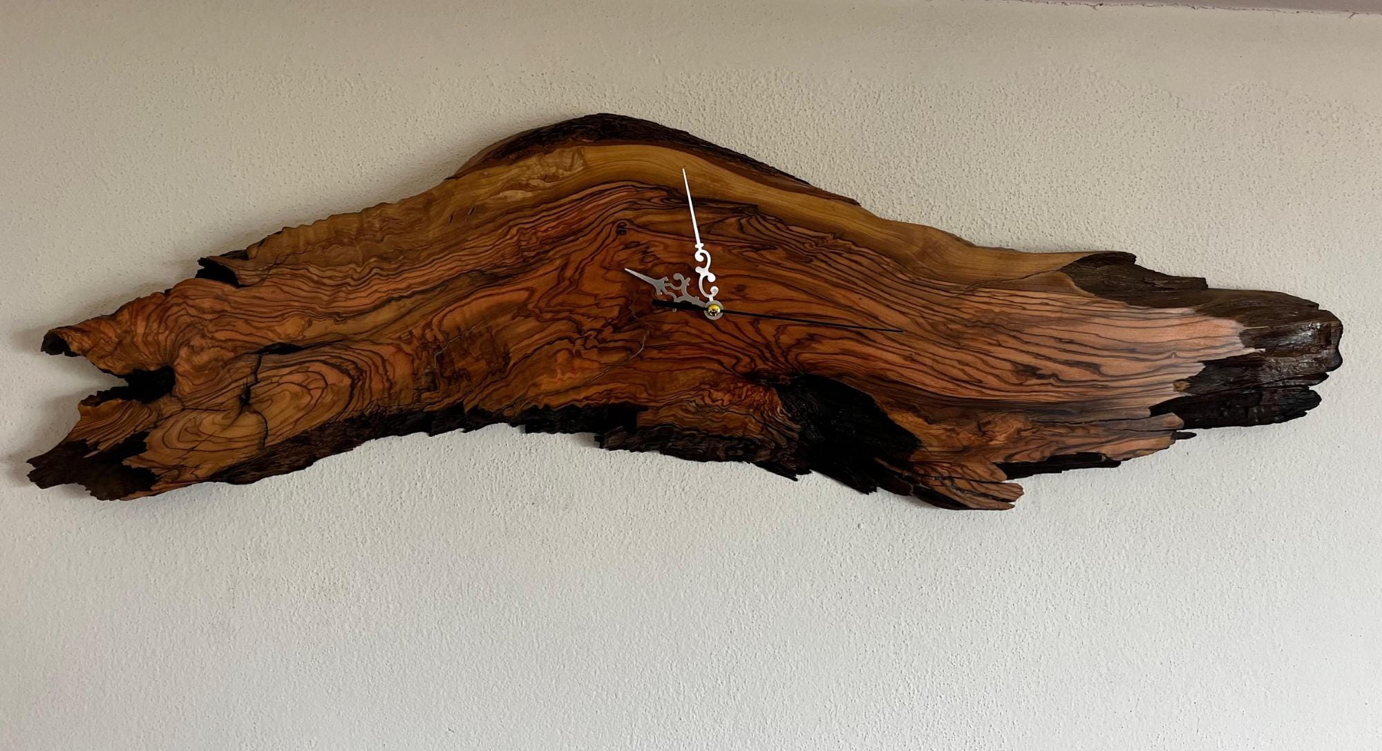 Tree Slice Art, Natural Oak Clock, Wooden Live Edge Wall Clock ...