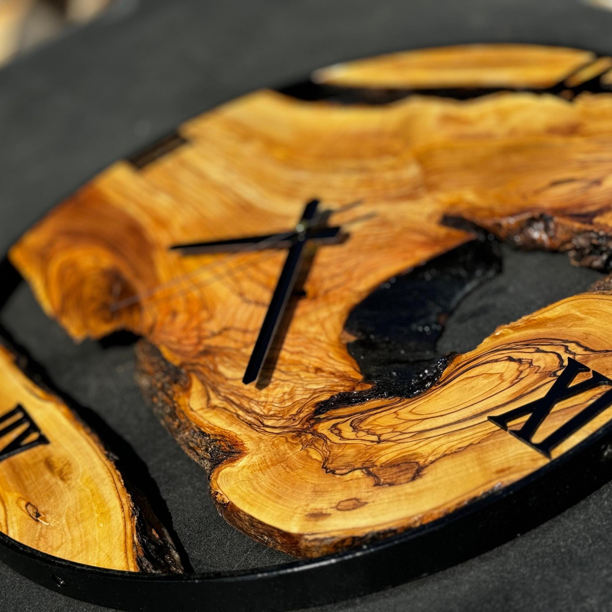 Large Modern Wooden Wall Clock, Olive Wood Wall Clock ,wood and Metal ...