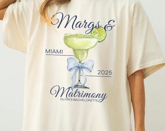 Margs And Matrimony Shirt Bachelorette Shirt Comfort Colors Custom Bach Shirt Luxury Bachelorette Shirt Bridal Party Shirts Personalized