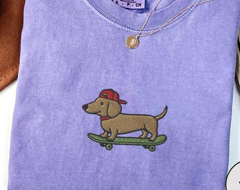 Embroidered Dachshund Shirt Comfort Colors Doxie Mom Shirt Weenie Dog Gift For Doxie Dad Shirt Embroidered Doxie Tee