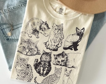 Cats 90s Vintage Shirt Comfort Colors Retro Shirt With Cats Lover Shirt Funny Cat Lovers Gift For Cat Mama Shirt Cat Paws Shirt