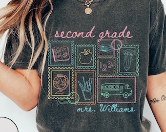 Custom Second Grade Teacher Shirt Comfort Colors 2nd Grade Teacher Personalized Back to School Teacher T-shirt For Teacher Appreciation Gift