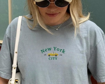 Embroidered New York Shirt Comfort Colors® New York City Trip T-shirt NYC Shirt Embroidery NY Lover Gift Big Apple Embroidered Shirt