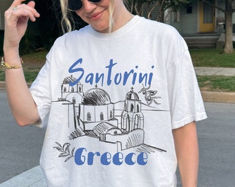Greece Shirt Comfort Colors® Santorini Shirt Vintage Greek Isles Shirt For Greece Trip Tee Santorini Vacation Tshirts Coastal Tee