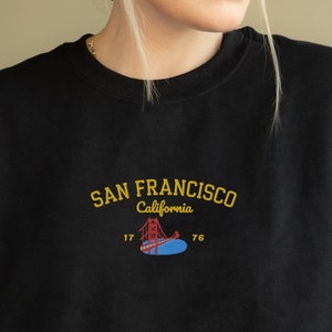 San Francisco Embroidered Sweatshirt California State Crewneck California Embroidery Sweater Golden Gate Sweatshirt California Sweater