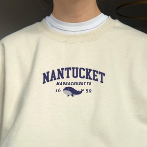 Nantucket Embroidered Sweatshirt Massachusetts Crewneck Nantucket Sweater Embroidered Nantucket Vintage Sweatshirt