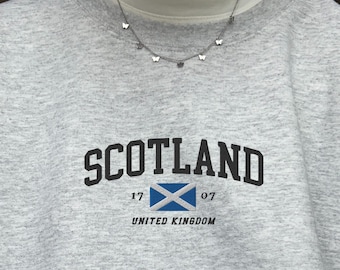 Scotland Embroidered Sweatshirt UK Crewneck Scottish Flag Embroidered Sweater Scotland Trip Sweatshirt With Flag Of Scotland Shirt