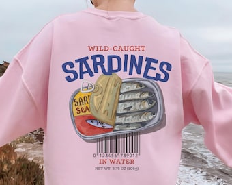 Sardines Sweatshirt Tinned Fish Crewneck Vintage Oversized Graphic Sweatshirt Trendy Fish Crewneck Foodie Shirt Tomato Girl Crewneck